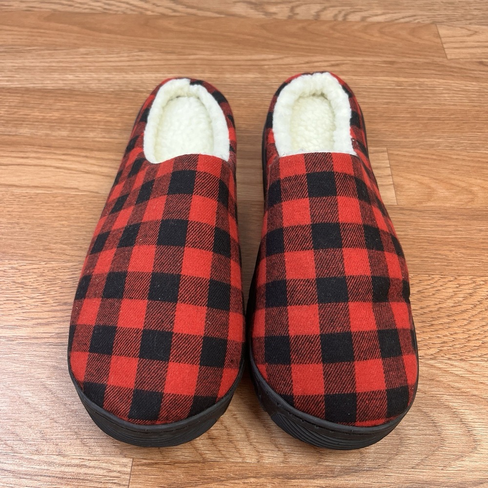 Studio 1886 Slippers Slides Red/Black Buffalo Check Women's Size Large 9-10 NEW
